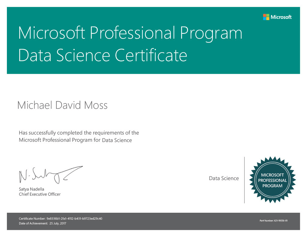 Microsoft Data Science Certificate